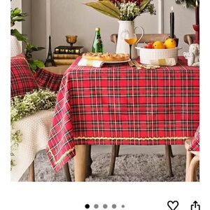 Elegant Red Tartan Tablecloth